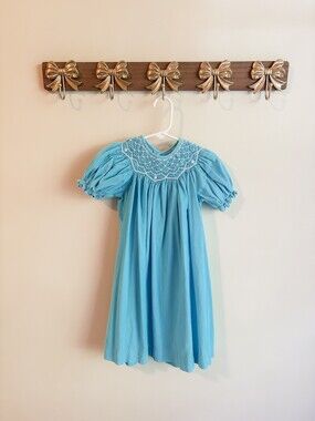 Blue Baby Dress Puff Sleeve Embroidered Toddler Dress Size 2T